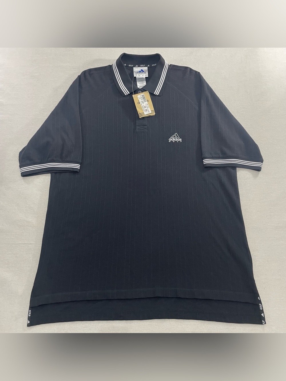 Vintage 90's Adidas Golf F9 Polo Shirt Men's XL SS Black Pinstripe Y2K 2000 NWT